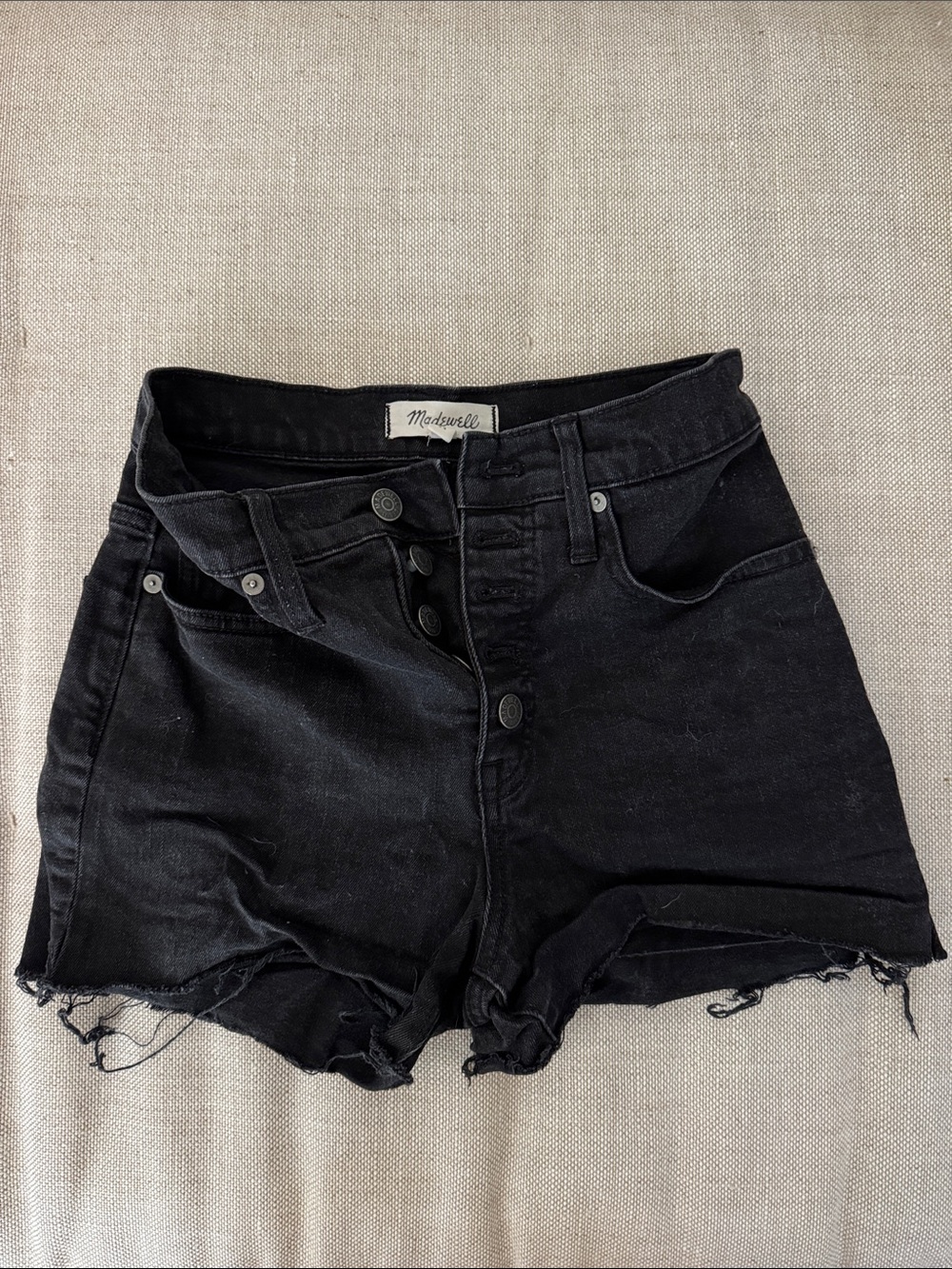 Madewell Black High-Rise Button-Fly Denim Shorts